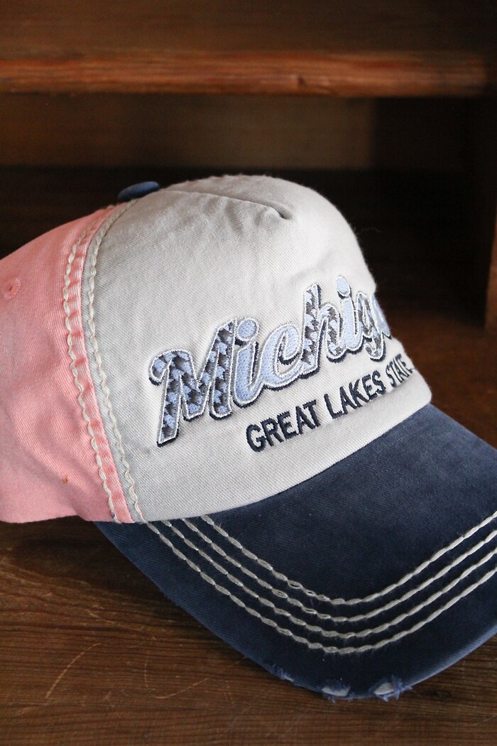 Coral &amp; Navy Michigan Ball Cap